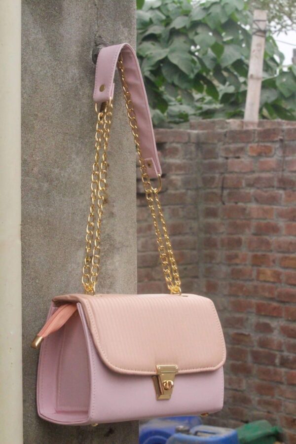 PU Leather Handbag with Gold Chain Strap